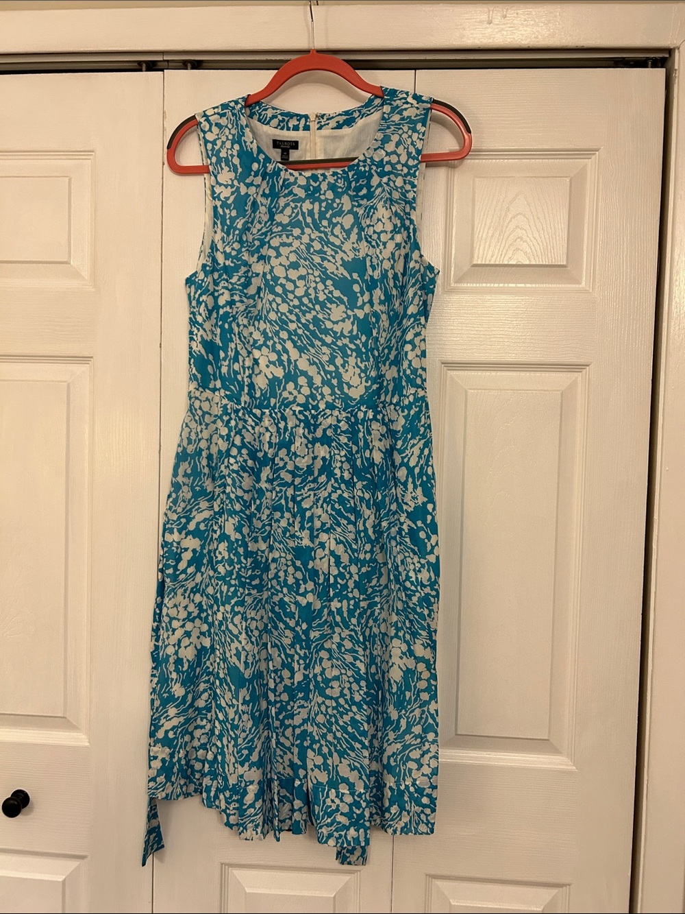 Talbots Teal and White Sleeveless Midi Dress